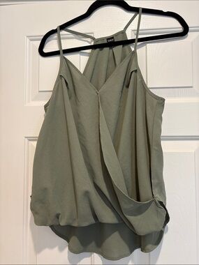 SHEIN Olive Green Draped V-Neck Cami with Slim Straps